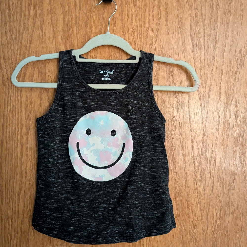 Cat & Jack Kids' Black Smiley Tank Top